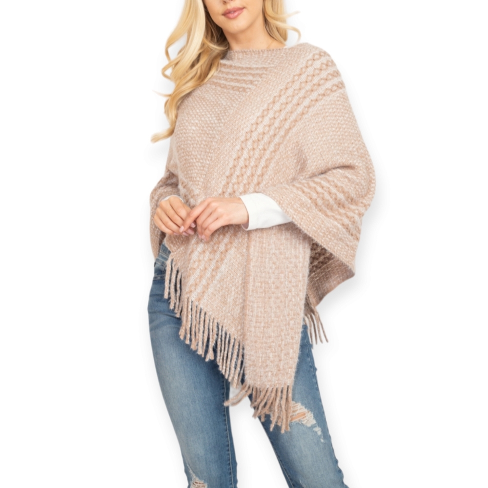 Poncho Sweater With Fringe